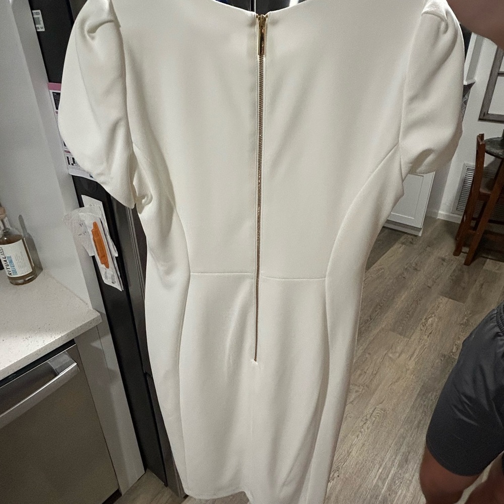 Elegant Cream Dress with Gold Zipper